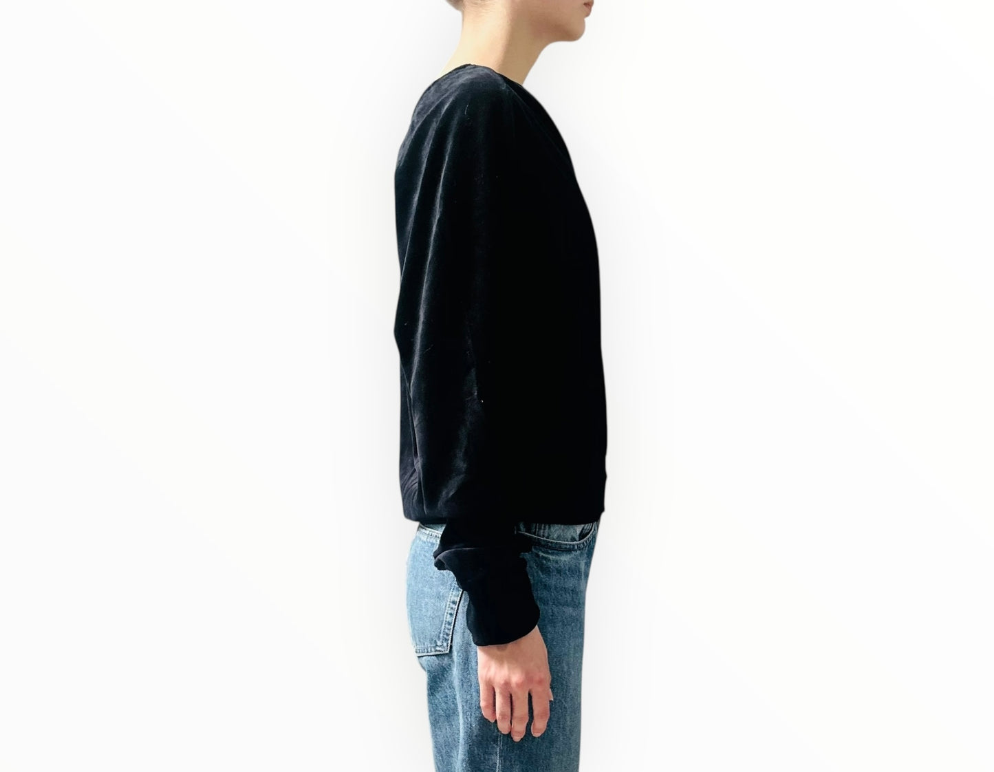 Araminta James Velour V-Neck Top - Black - Size XS