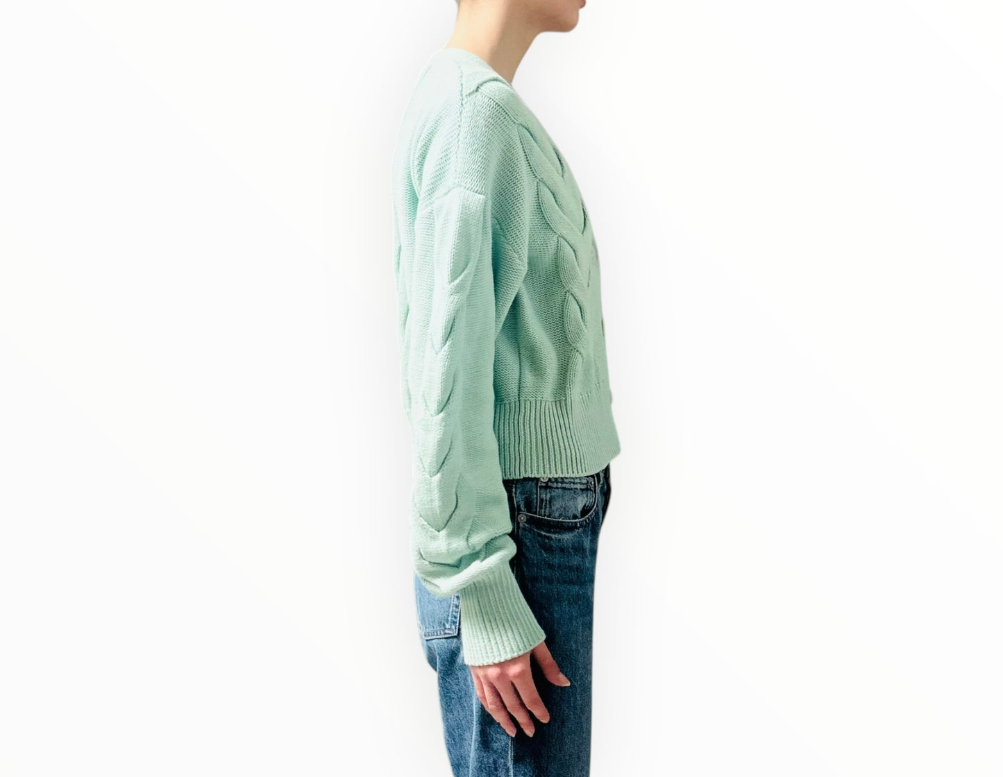 Rag & Bone Wool Cashmere Cable Cardigan - Mint - Size S