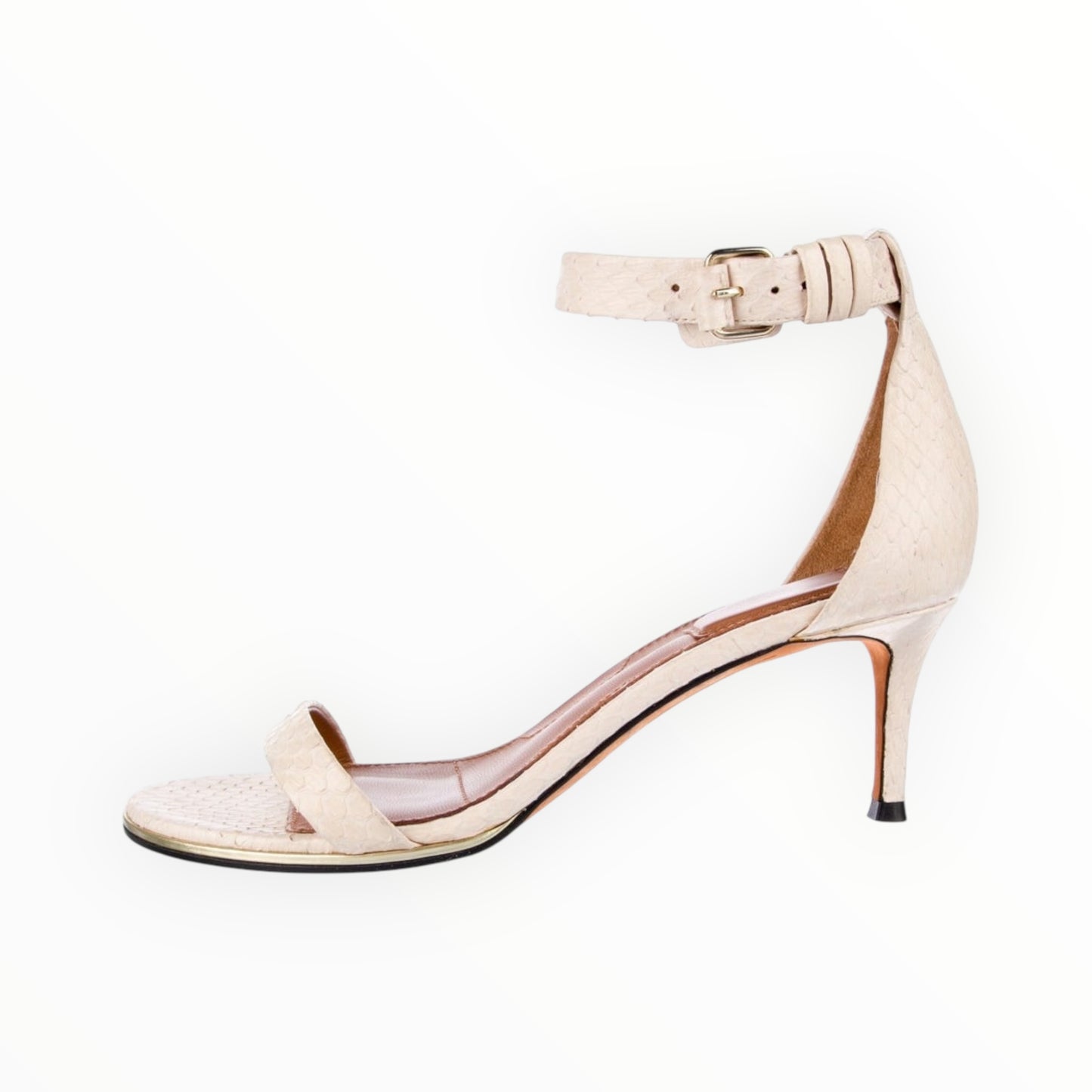 Givenchy Snake Effect Ankle Strap Sandals - Cream - Size 41