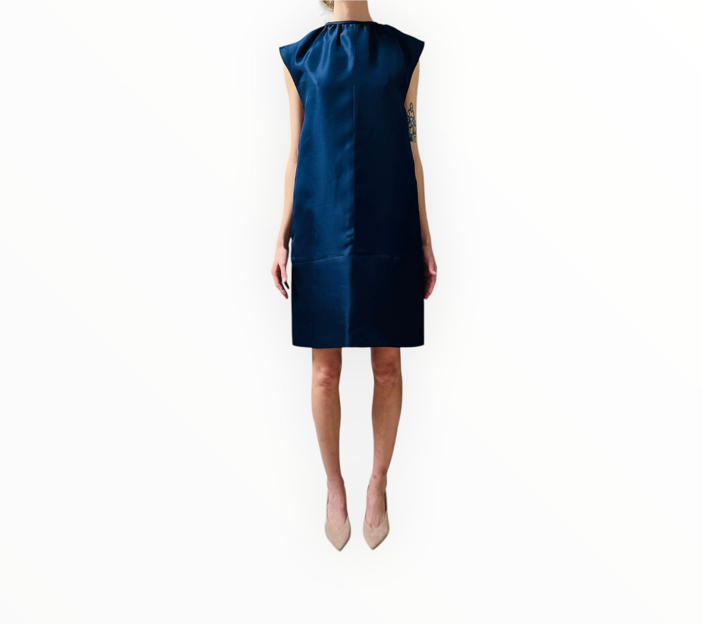 Celine Silk Shift Dress - Navy - Size 40