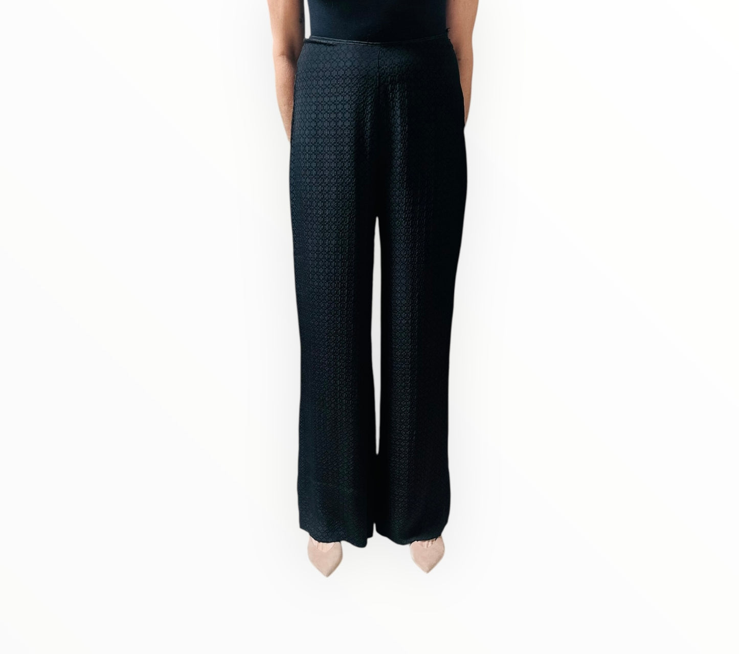 St Agni Textured Silk Pants - Black - Size S