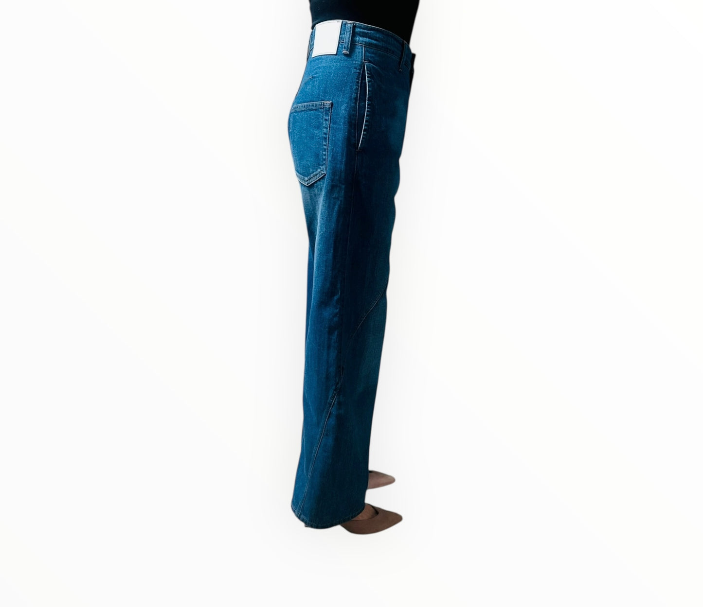 Bassike Wide Leg Jeans with Seam Detail - Dark Blue - Size 26