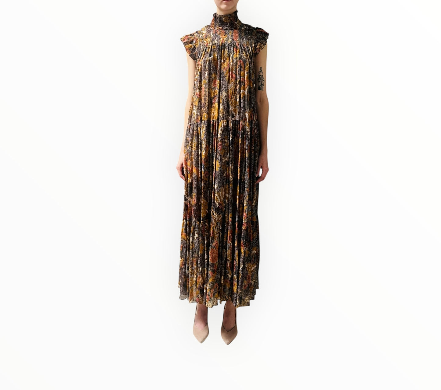 Ulla Johnson Paola Lurex Birds Paradise Midi Dress - Multi - Size AU14