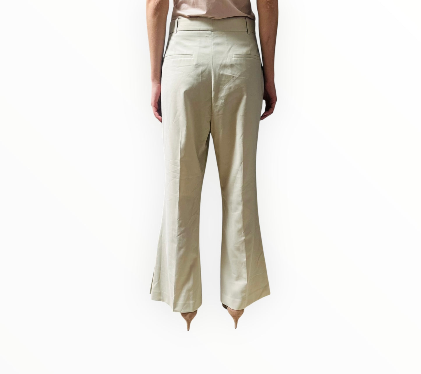 Bassike Cropped Flare Pants - Cream - Size 2