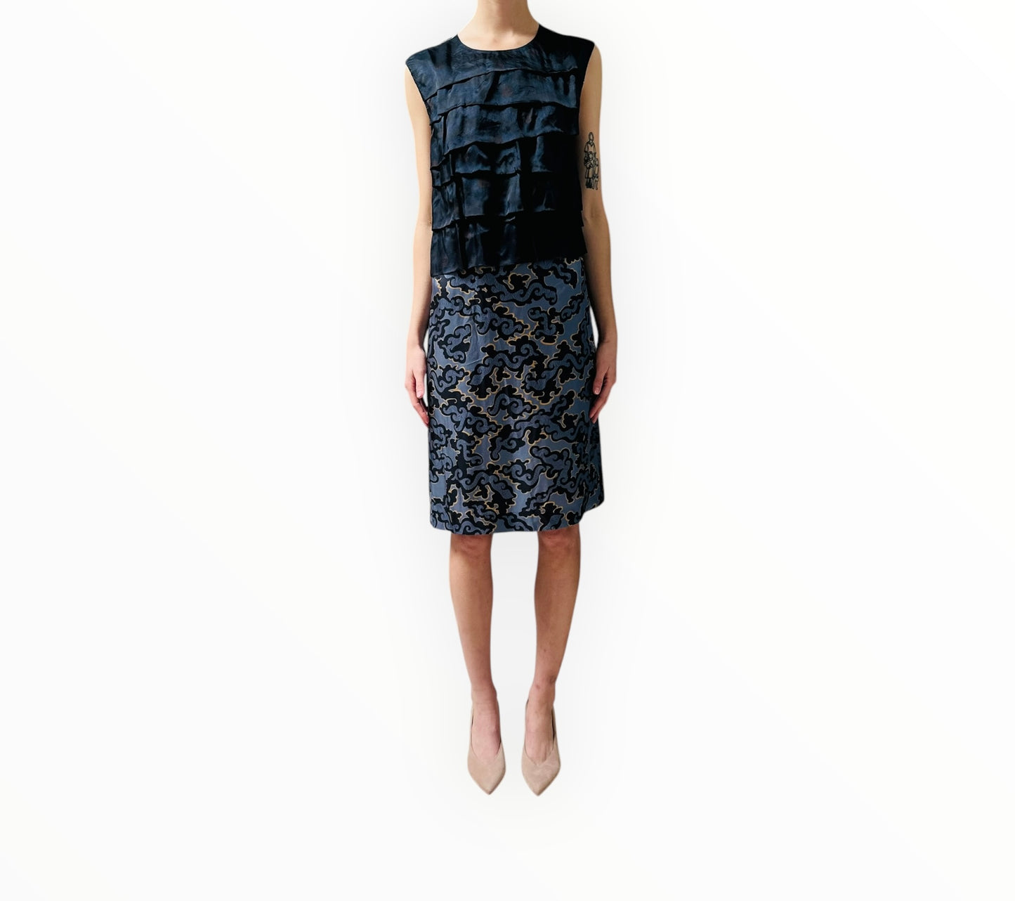 Dries Van Noten Ruffle Front Dress - Multi - Size 38