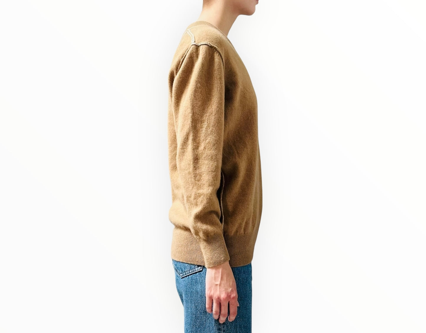 Jac + Jack Cashmere V-Neck Sweater - Latte - Size XS