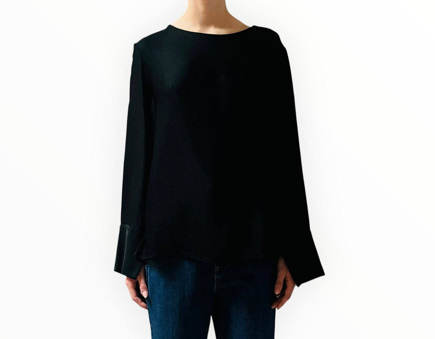 Bassike Split Sleeve Top - Black - Size 3