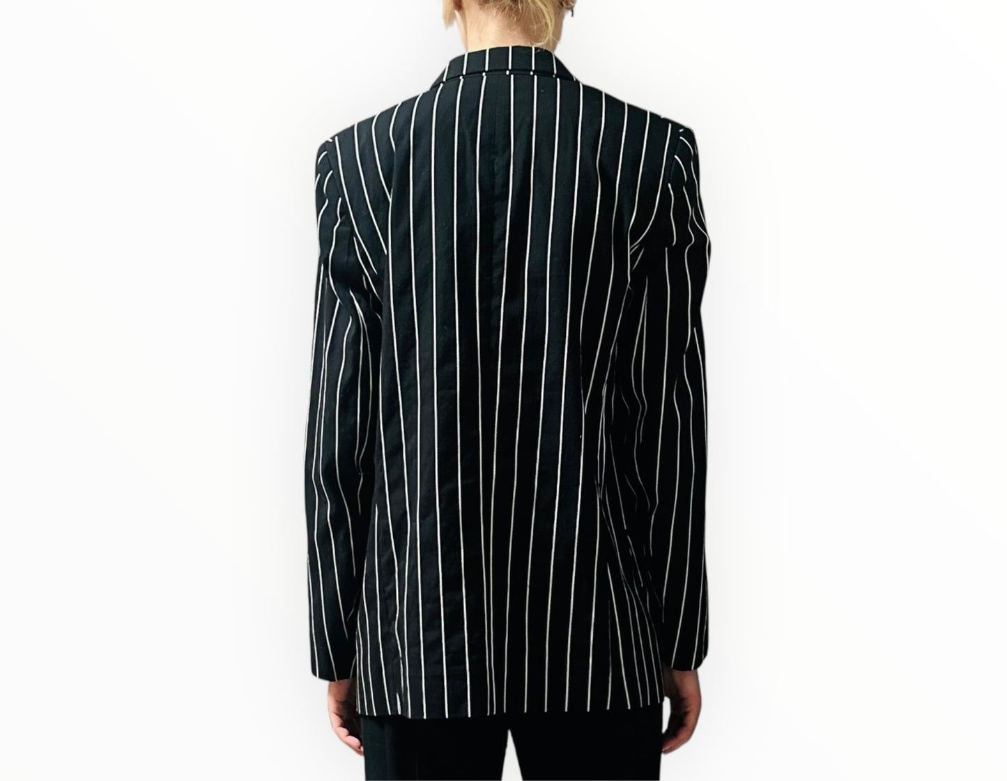 Bassike Wide Stripe Blazer - Black/White - Size 1