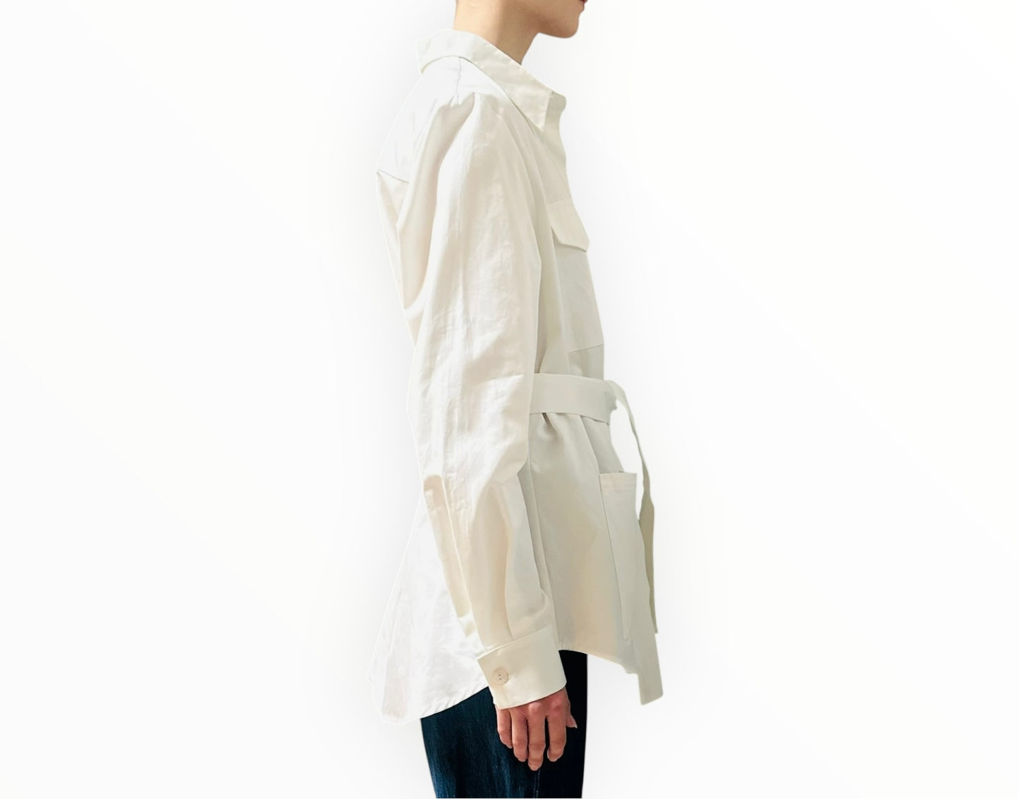 Matin Concealed Placket Jacket - White - Size AU10