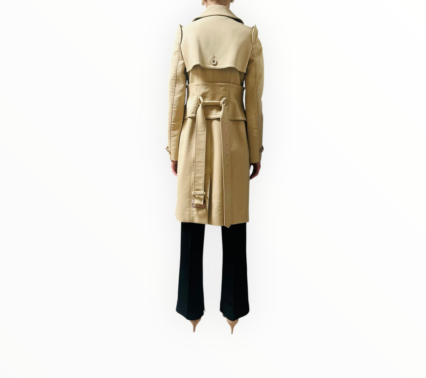 Burberry Trench Coat with Waist Detail - Beige - Size 40