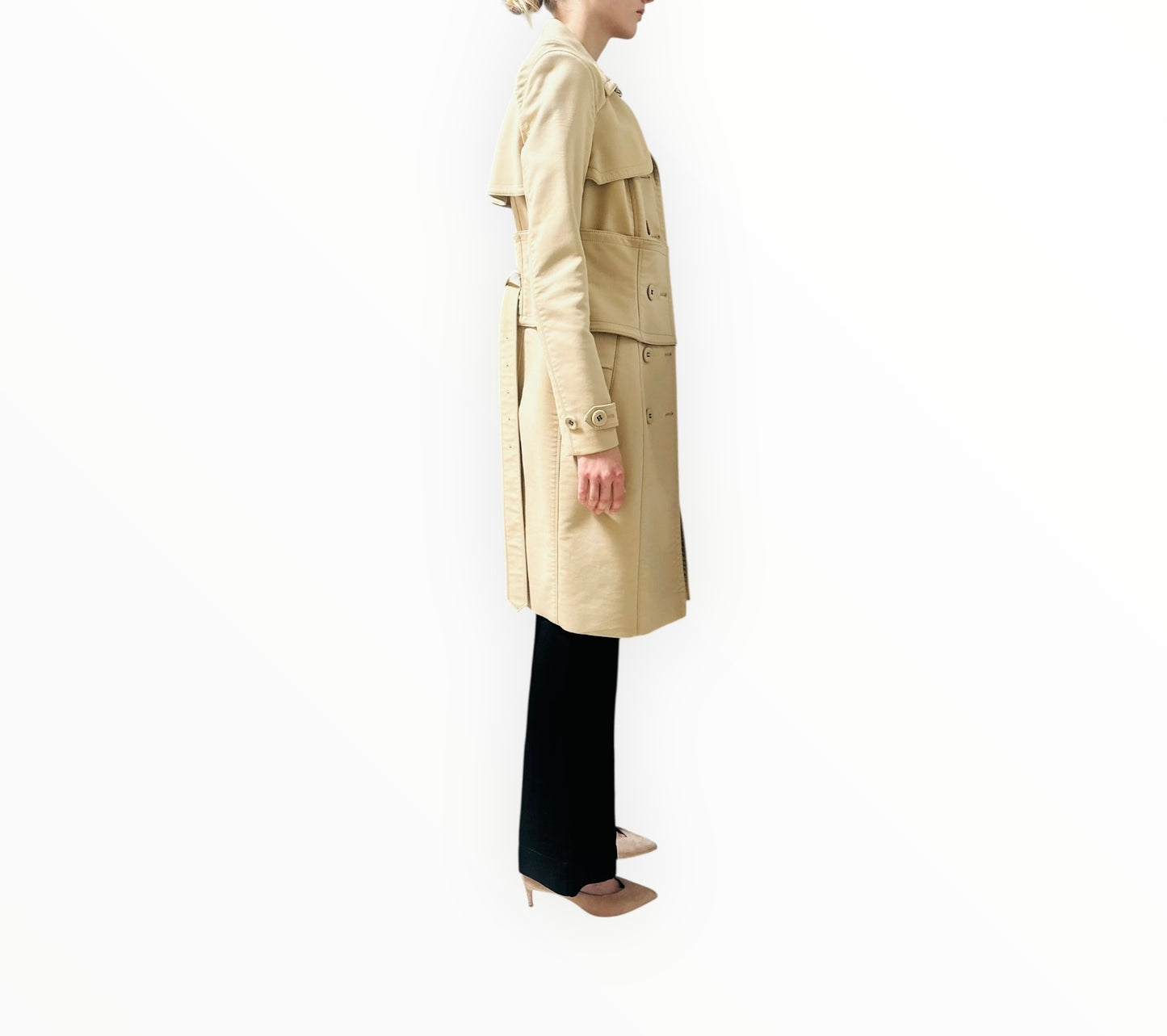 Burberry Trench Coat with Waist Detail - Beige - Size 40