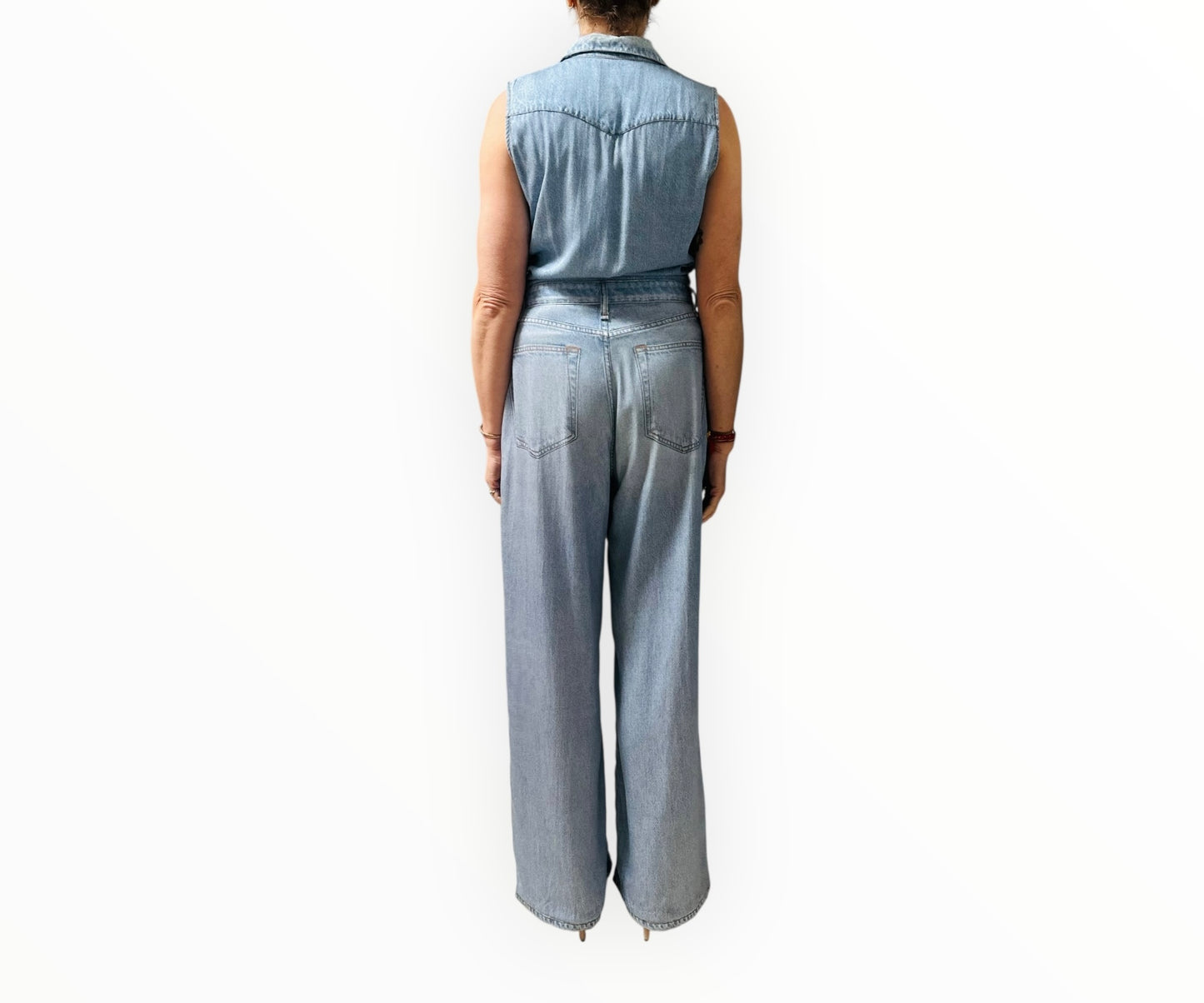 Rag & Bone Miramar Denim Jumpsuit - Light Blue - Size M