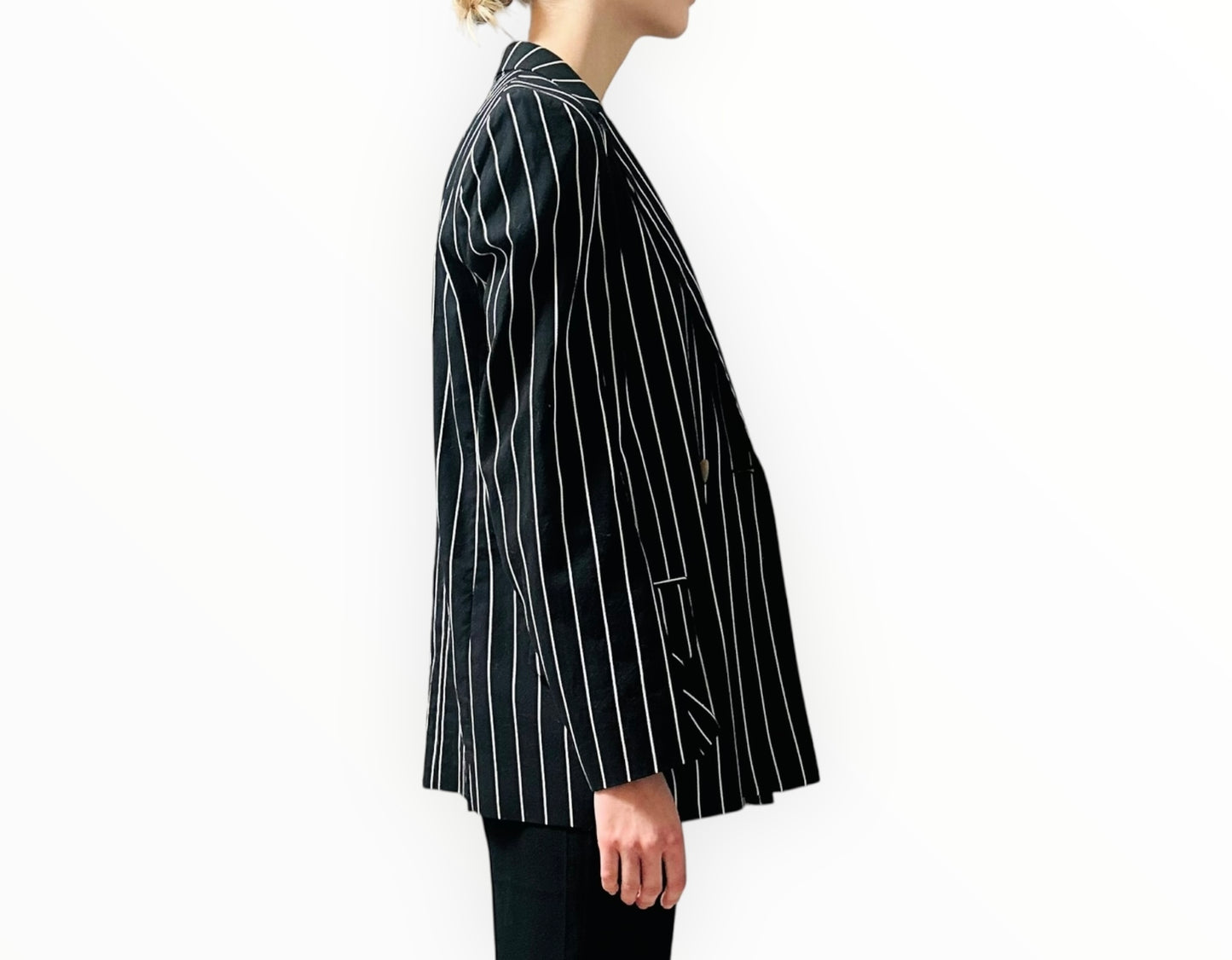 Bassike Wide Stripe Blazer - Black/White - Size 1