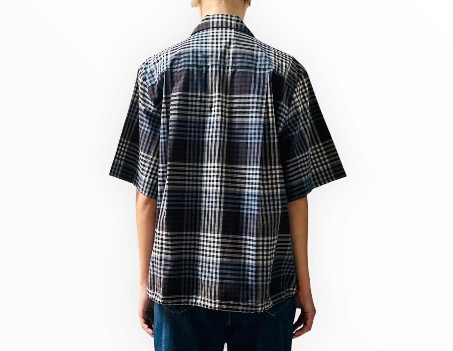 Lee Mathews Gingham Check Clear Sequin Drawstring Shirt - Black/Brown - Size 2