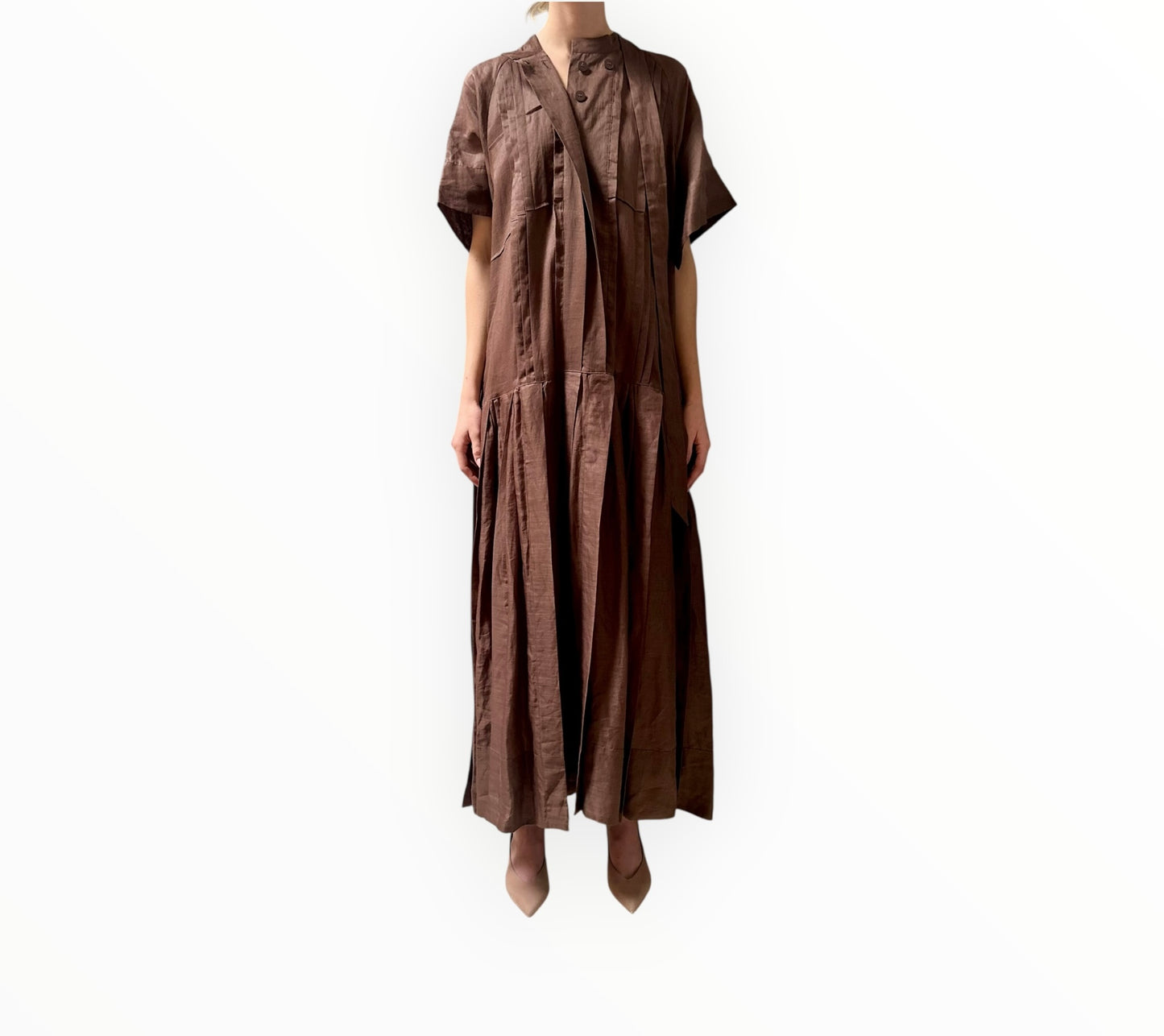 Lee Mathews Pintuck Front Dress - Chocolate - Size 2