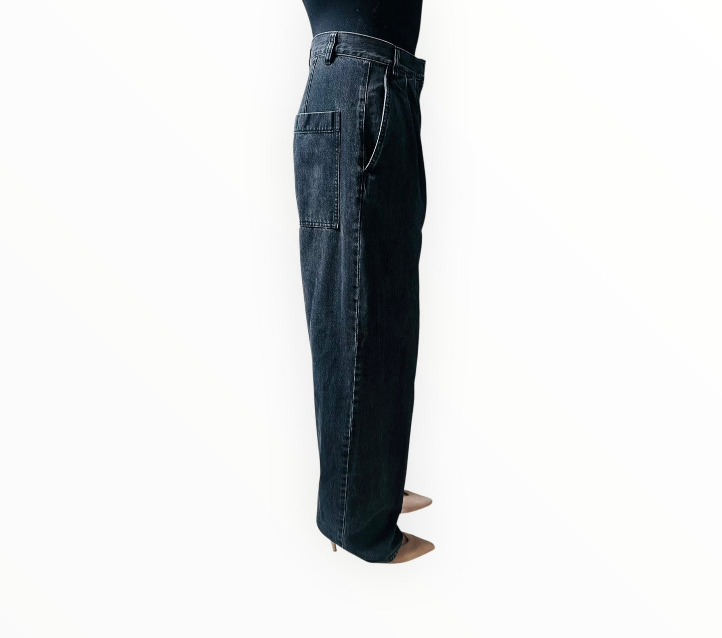 Tibi Front Pleat Jeans - Black - Size 27