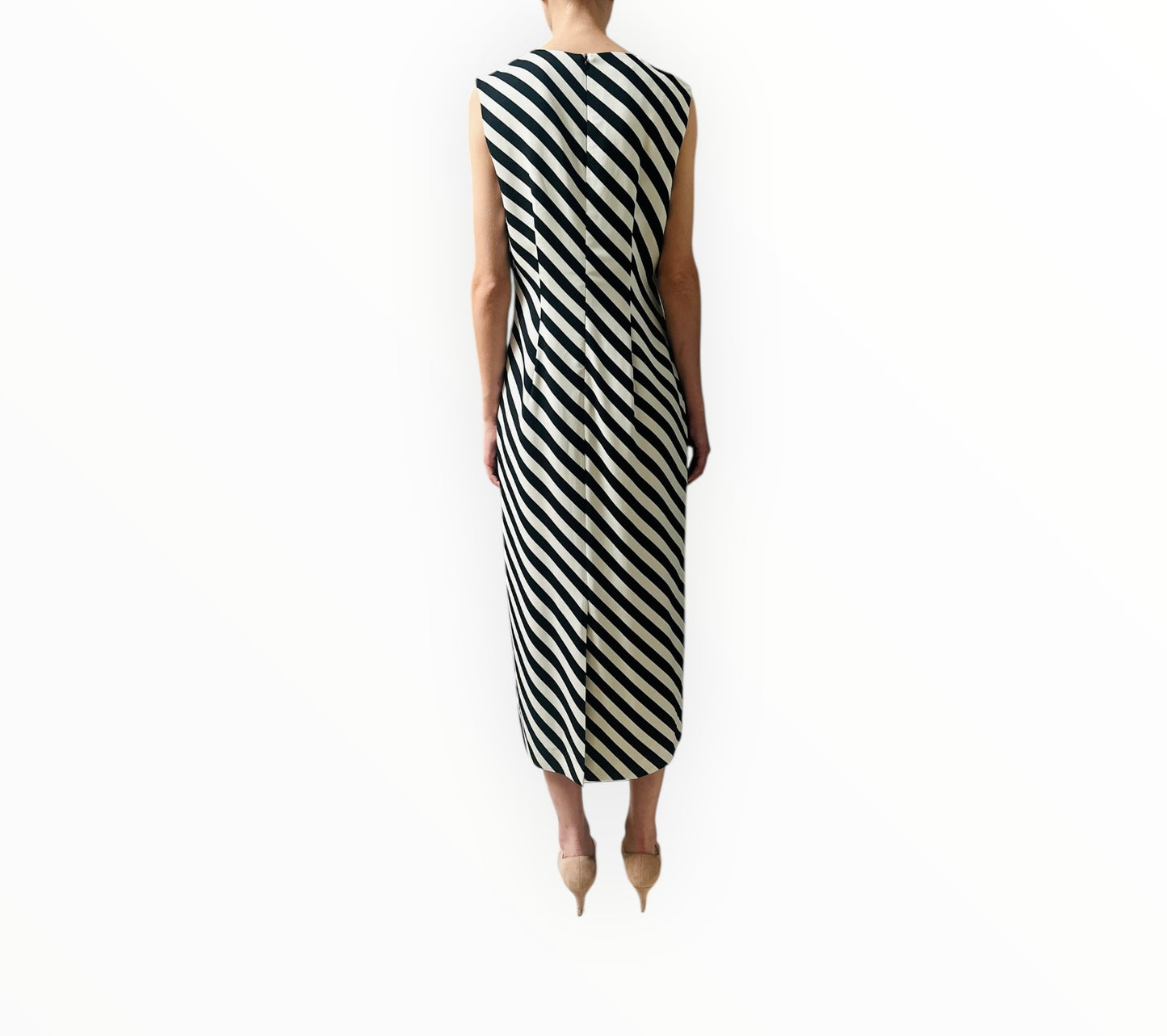Dries Van Noten Diagonal Stripe Long Dress - Black/White - Size 40