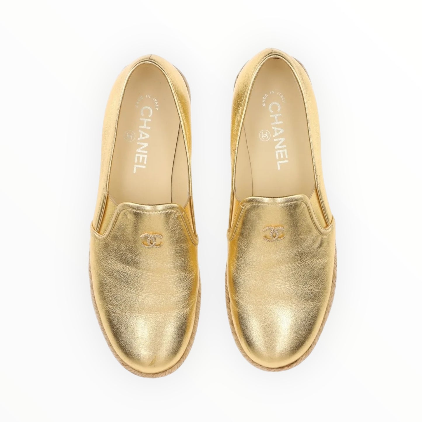 Chanel Leather Espadrilles - Gold - Size 39