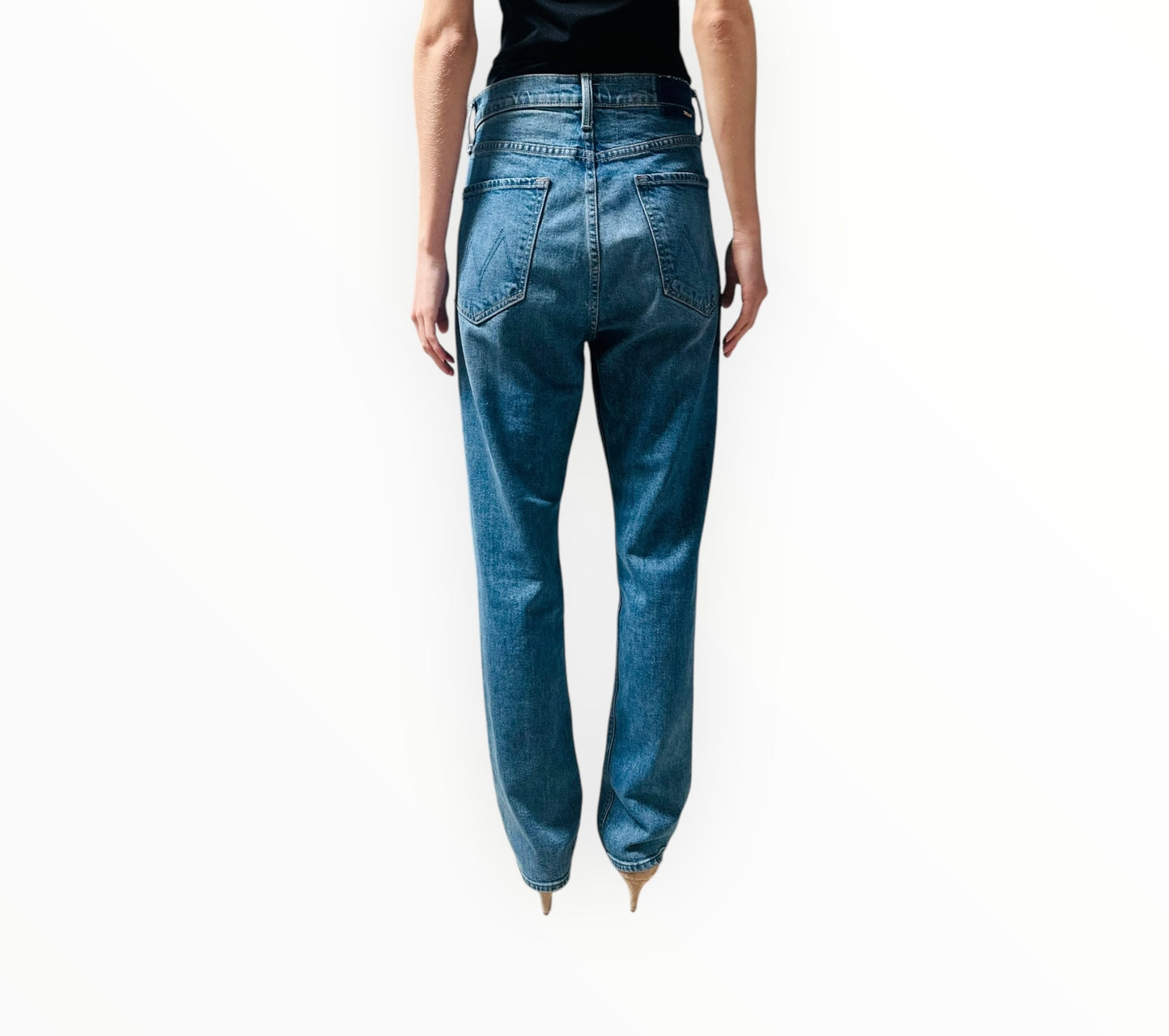 Mother High Waisted Rider Jeans - Mid Blue - Size 31
