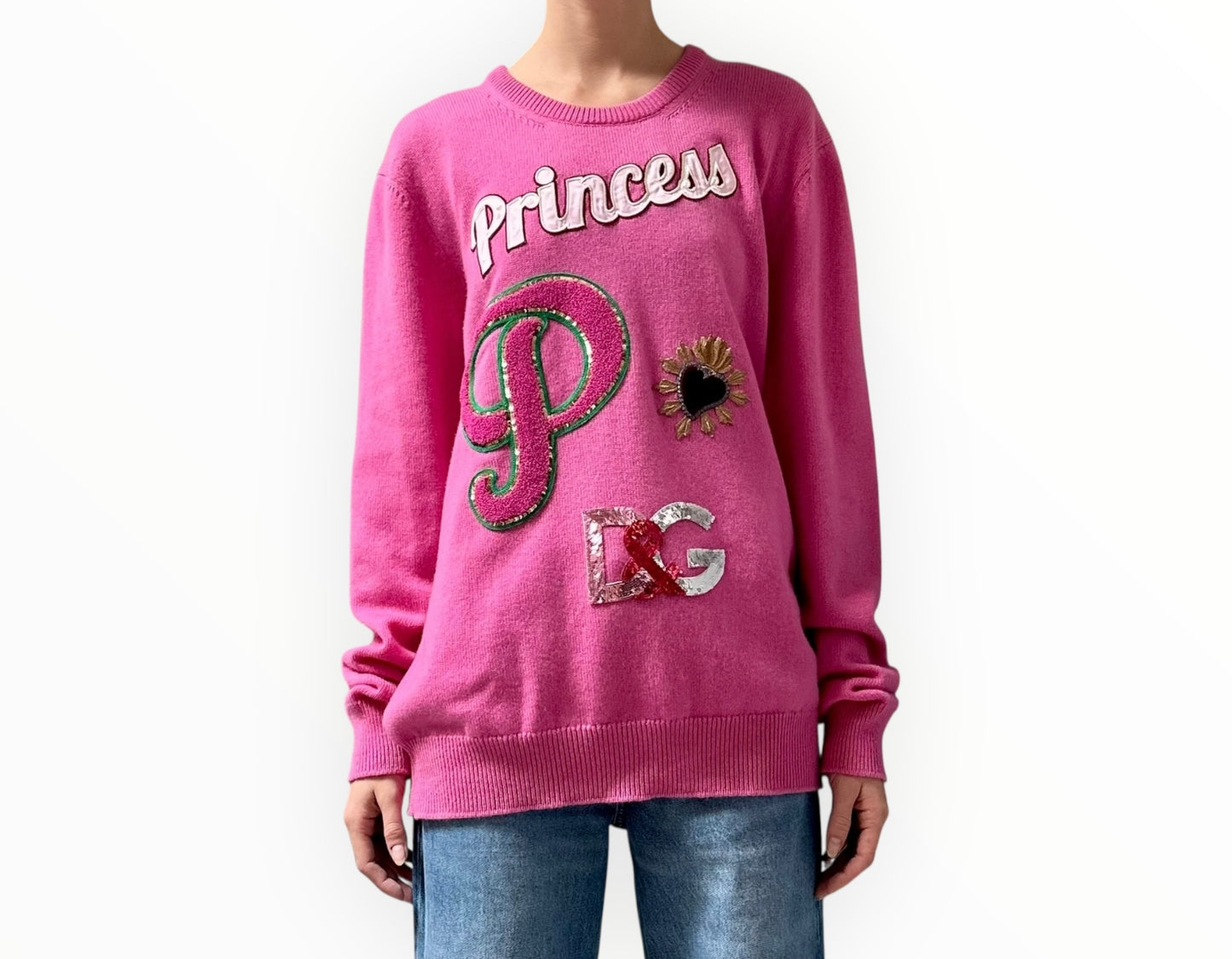 Dolce & Gabbana Princess Patch Jumper - Pink - Size M