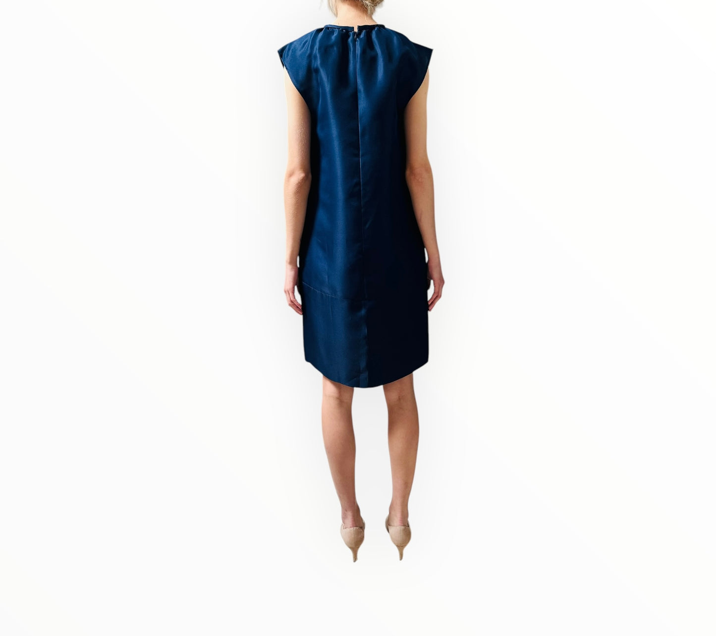 Celine Silk Shift Dress - Navy - Size 40