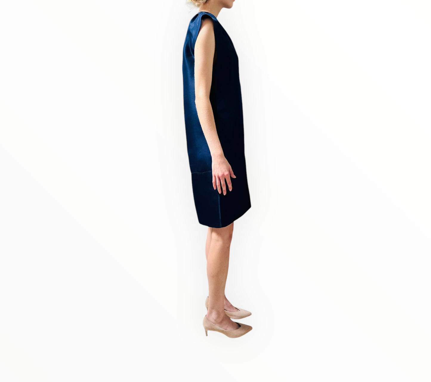Celine Silk Shift Dress - Navy - Size 40