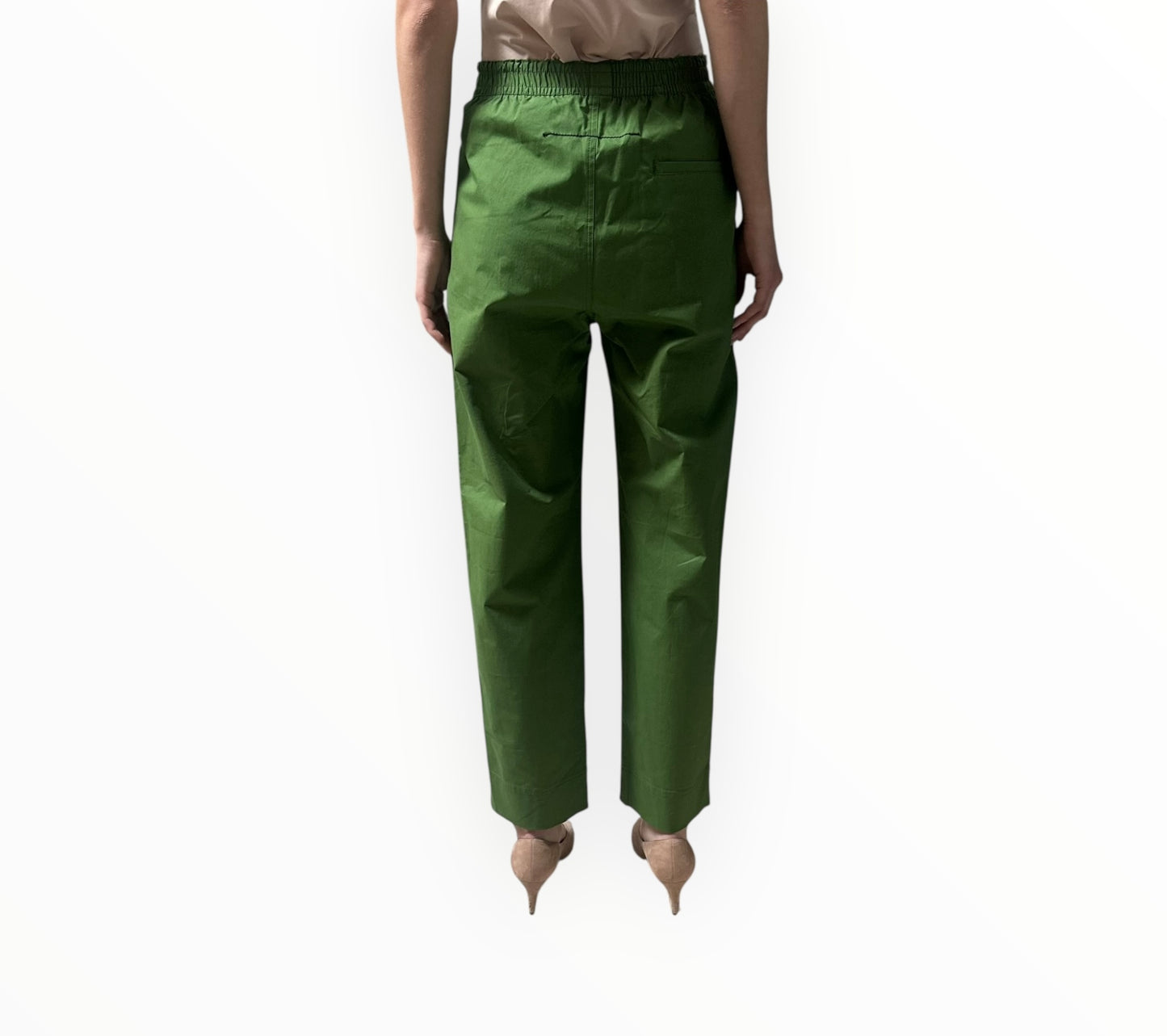 Bassike Elastic Cotton Pants - Green - Size 0