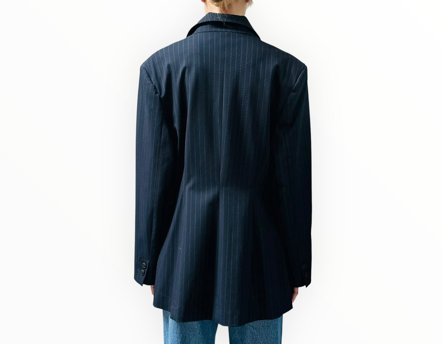 Ganni Pinstripe Blazer - Navy/Red - Size 44