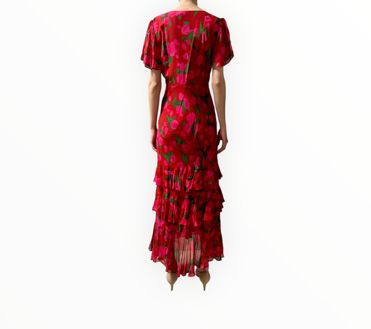 Rixo Emory Dress - Pink/Red - Size AU10