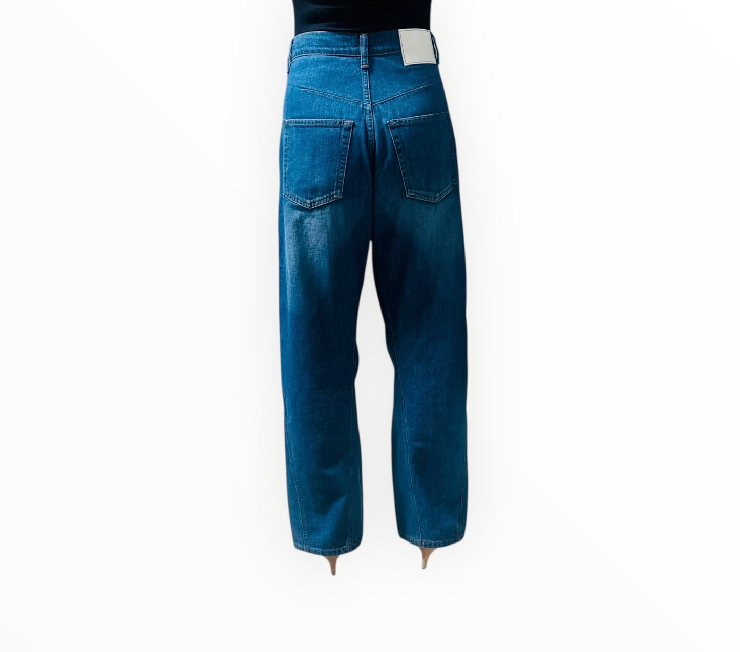 Bassike Wide Leg Jeans with Seam Detail - Dark Blue - Size 26