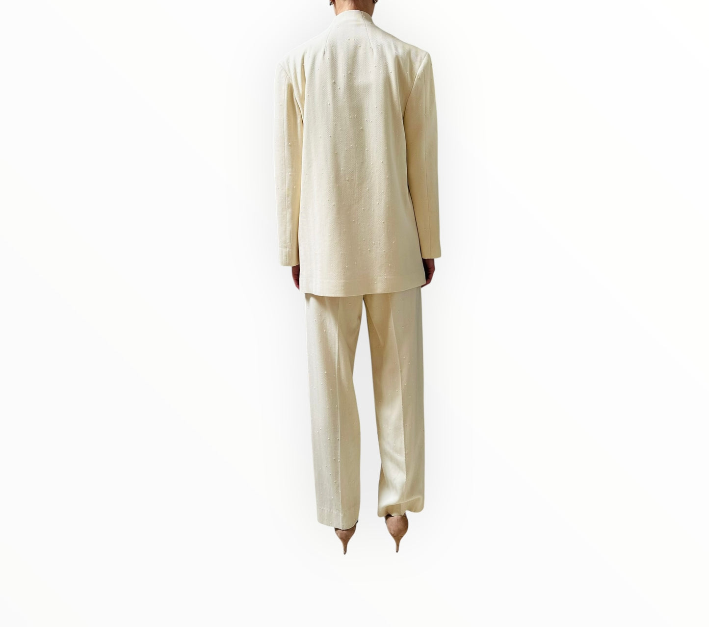 Raey Textured Wool Suit - Cream - Size AU8