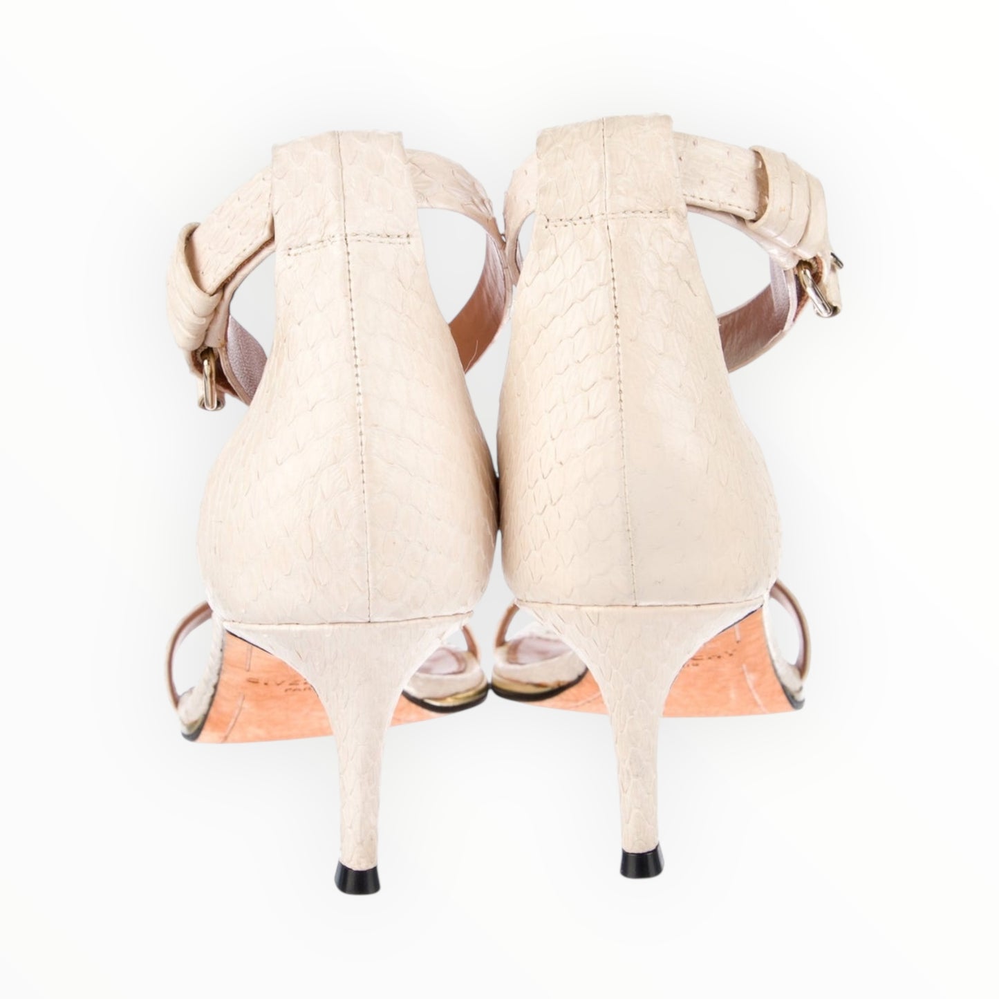 Givenchy Snake Effect Ankle Strap Sandals - Cream - Size 41