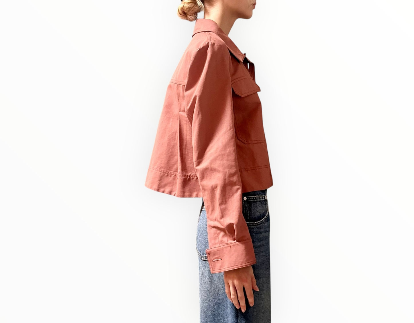 Lee Mathews Cropped Jacket - Dark Blush - Size 2