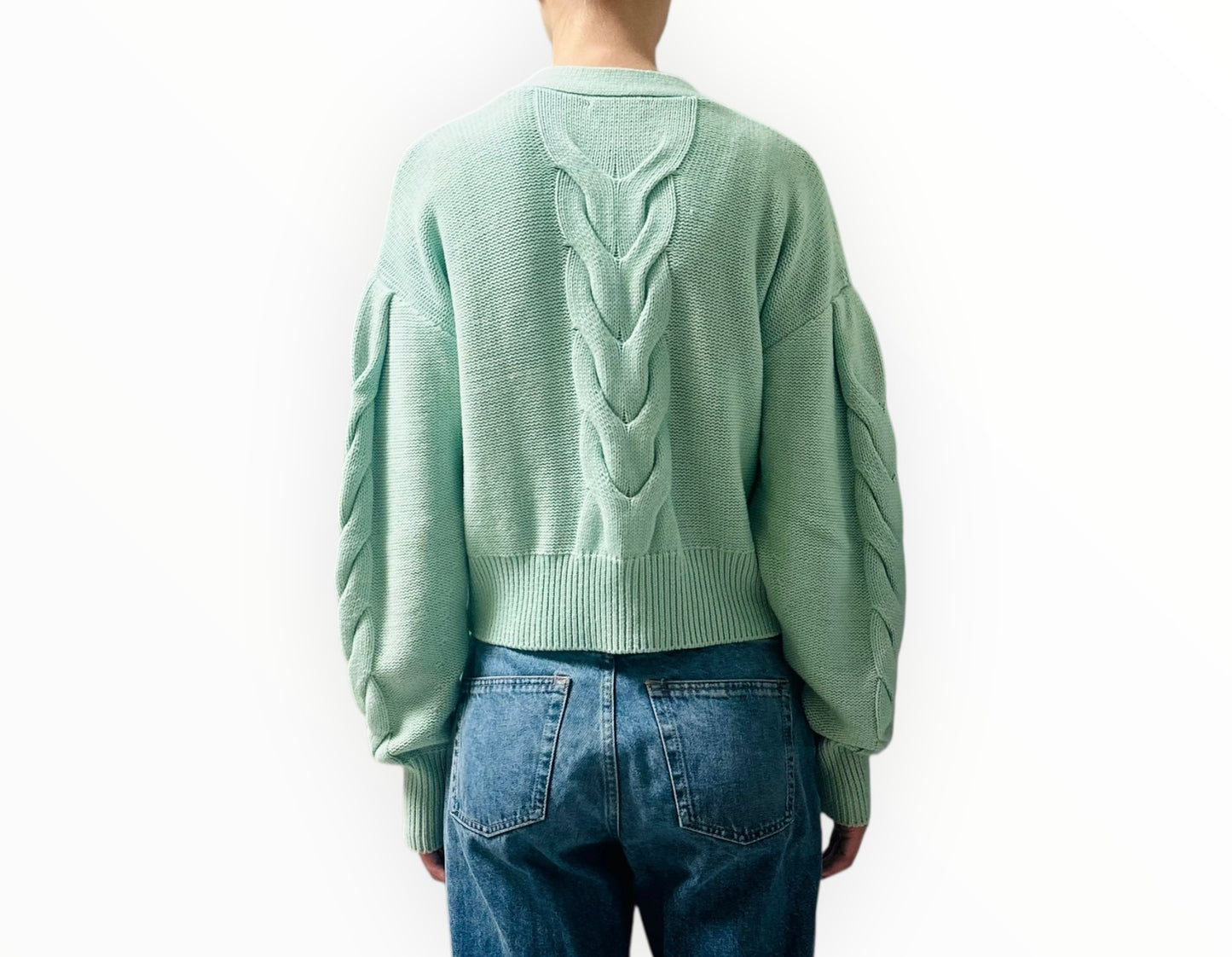 Rag & Bone Wool Cashmere Cable Cardigan - Mint - Size S