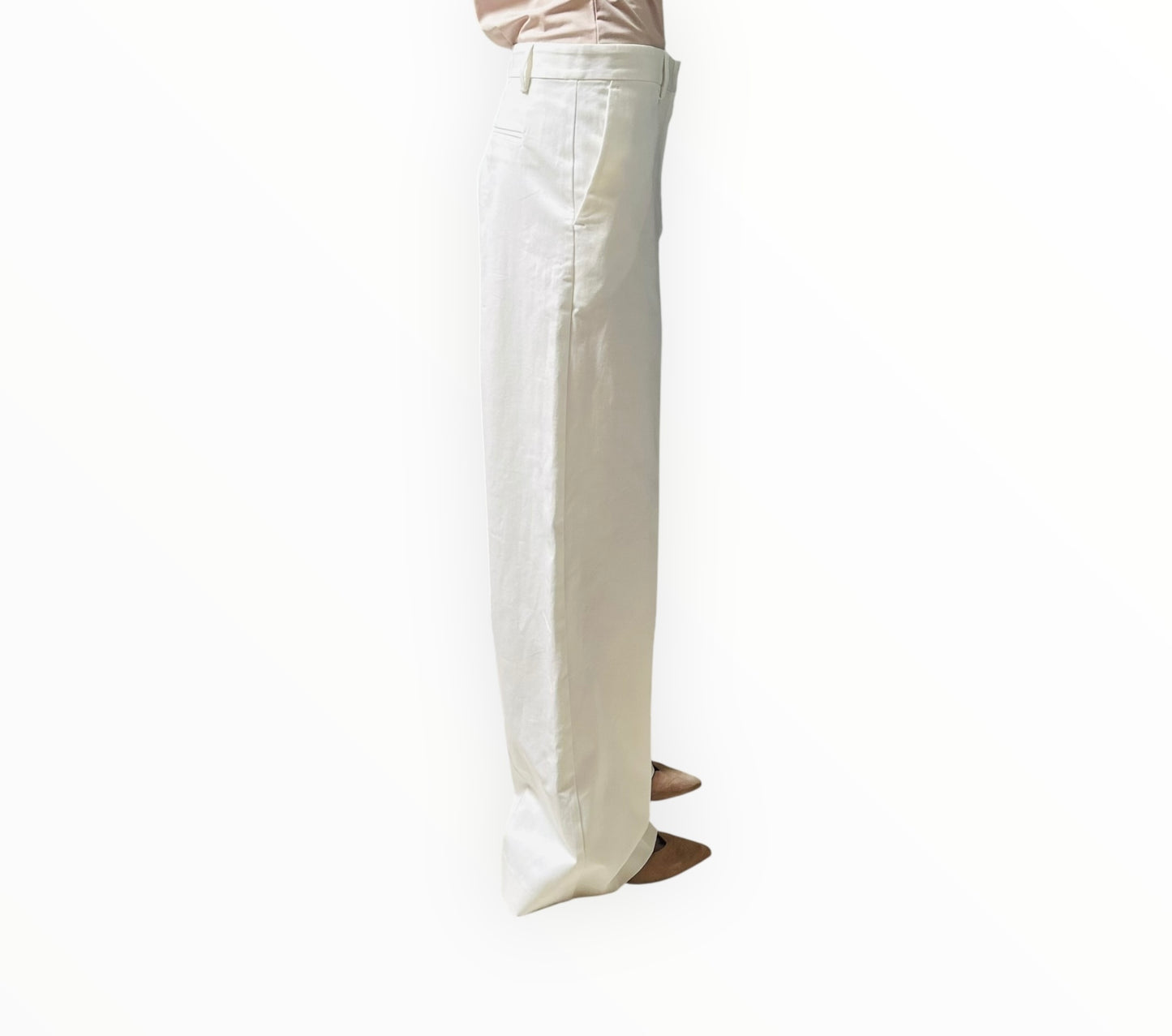 Anine Bing Wide Leg Flat Front Pants - Beige - Size 36
