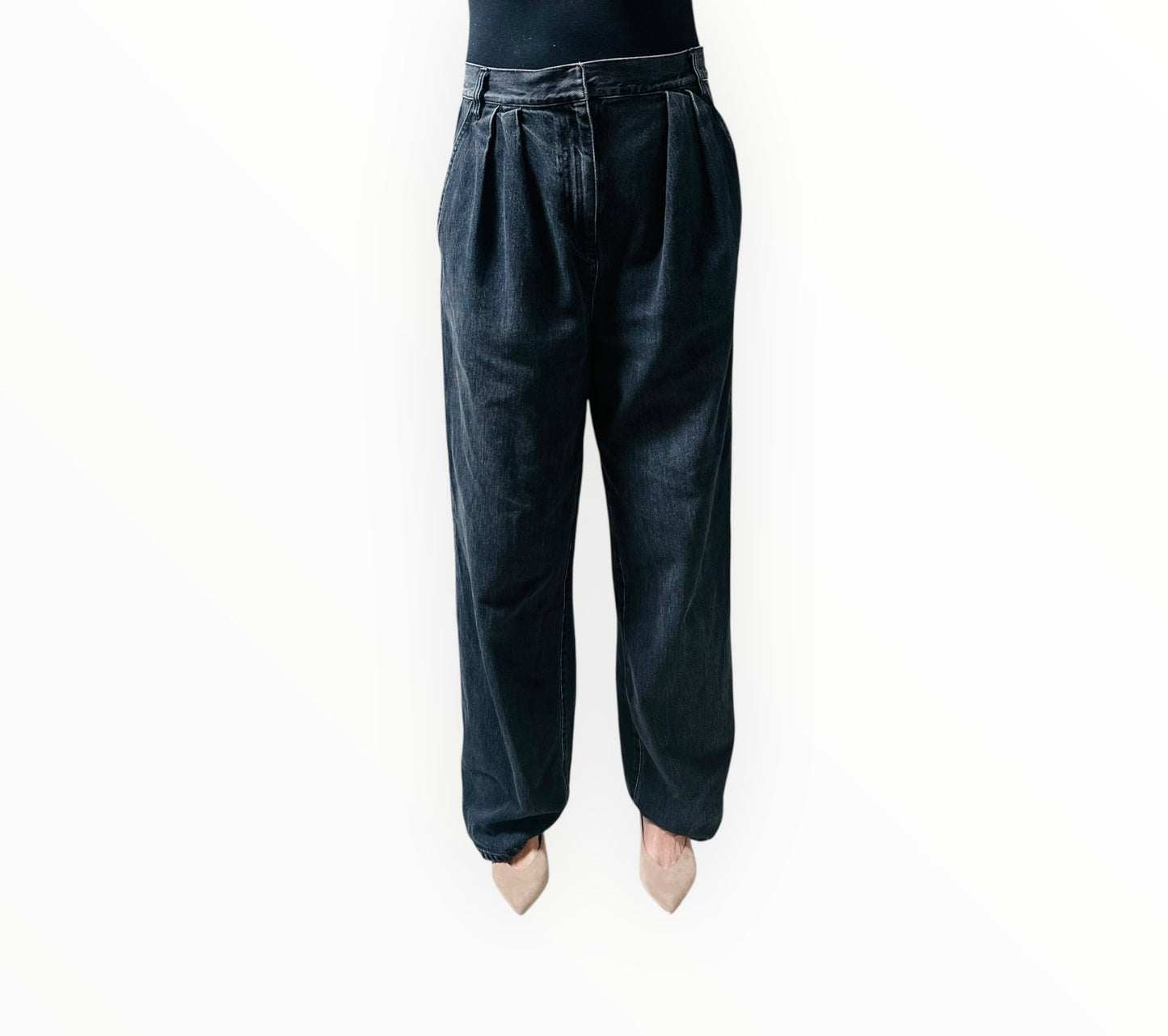 Tibi Front Pleat Jeans - Black - Size 27