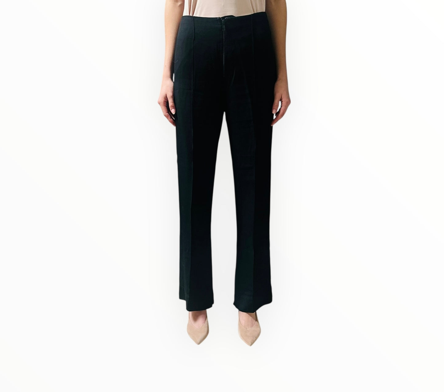 Bassike Exposed Zip Pants - Black - Size 0
