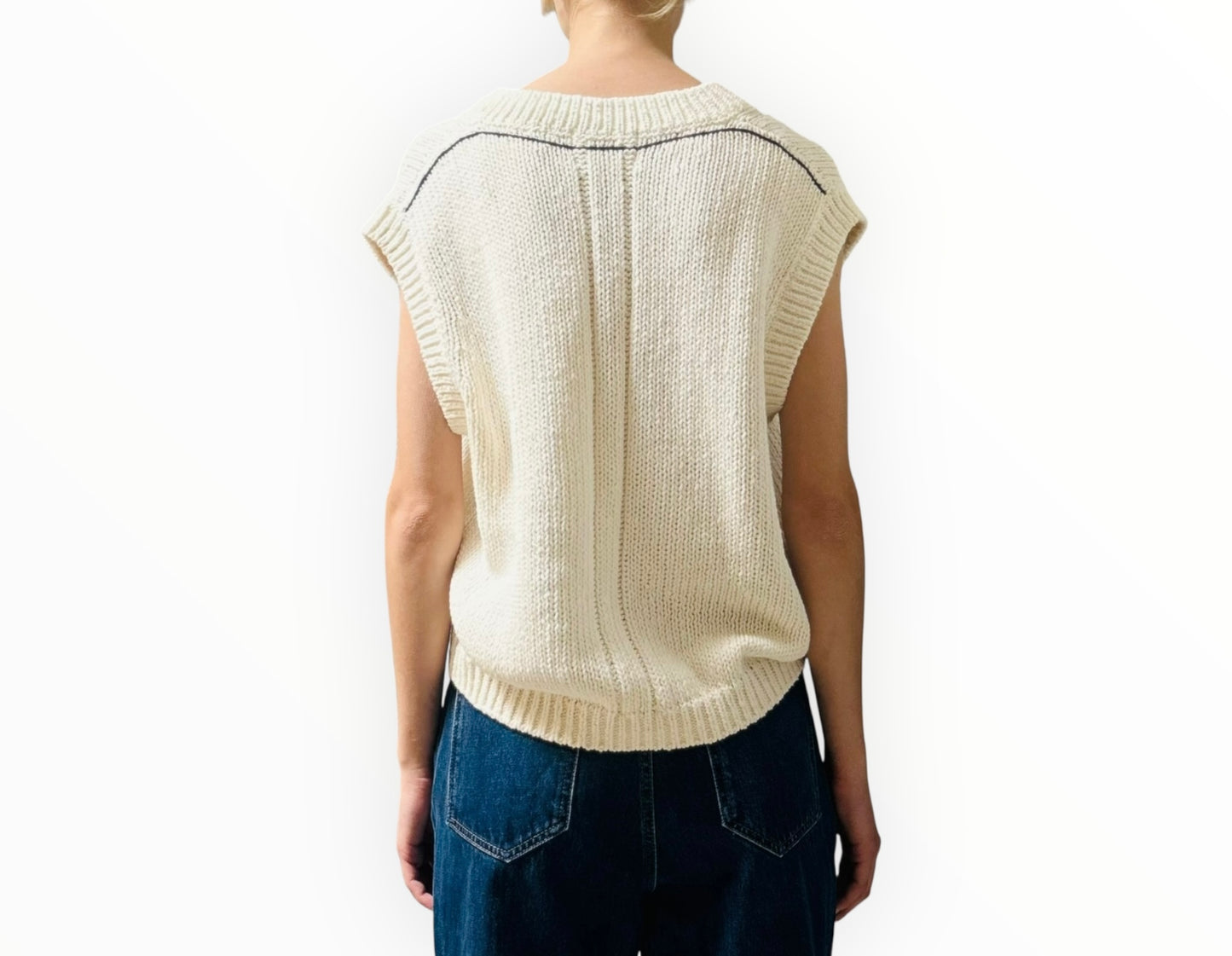 Bassike Chunky Knit Vest - White - Size 2