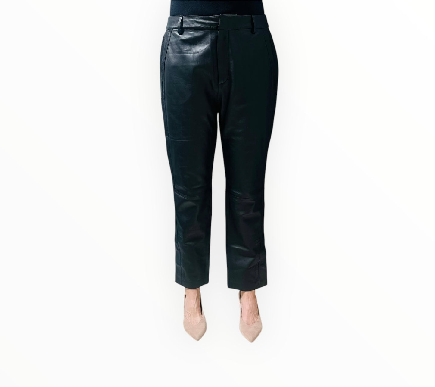 Scanlan Theodore Leather Pants with Press Studs - Black - Size 12