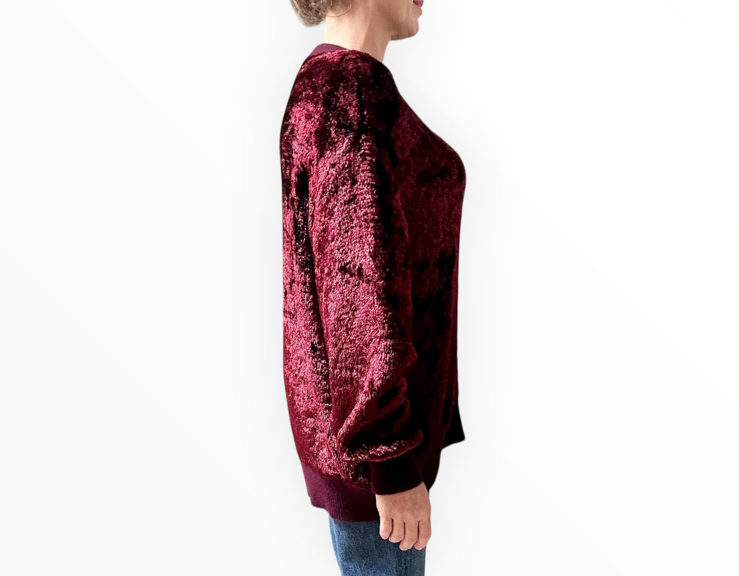 Junya Watanabe Comme Des Garçons Velour Sweater - Burgundy - Size S