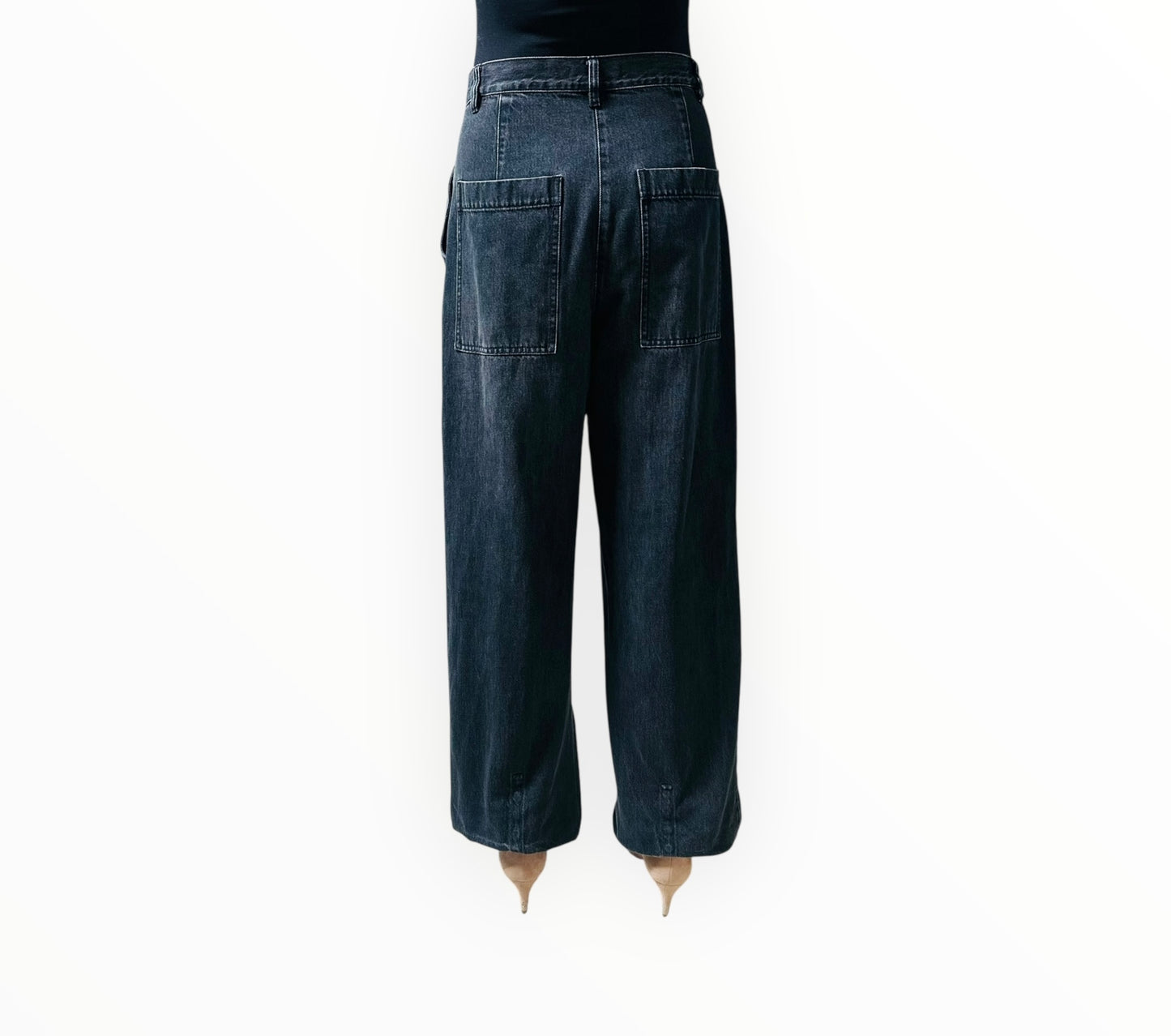 Tibi Front Pleat Jeans - Black - Size 27