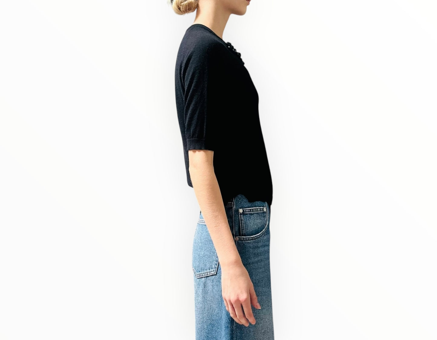 Simone Roche Beaded Neck Sweater - Black - Size S