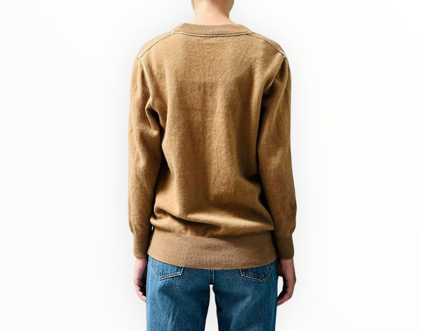 Jac + Jack Cashmere V-Neck Sweater - Latte - Size XS
