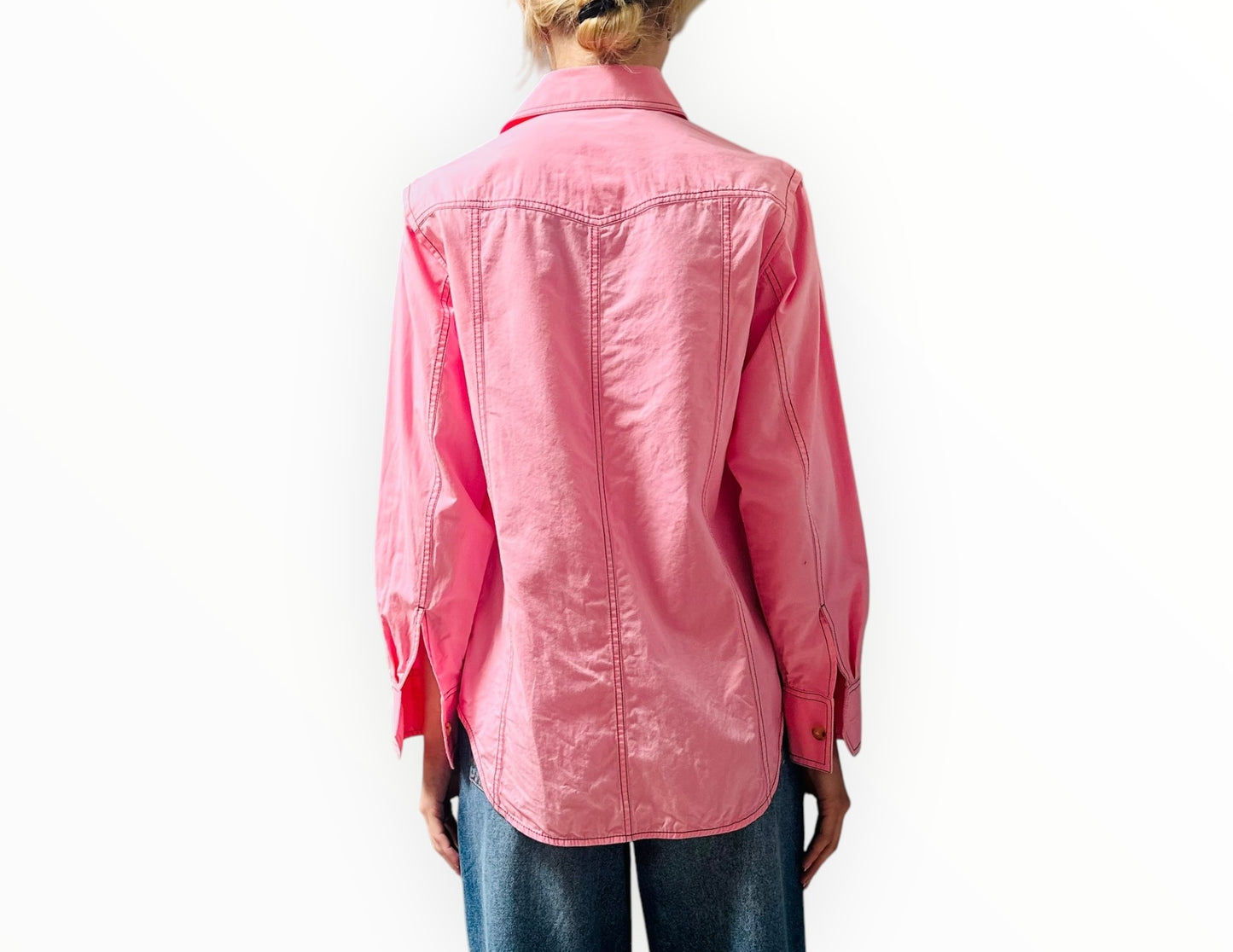 Lee Mathews Contrast Stitch Shirt - Pink/Red/ - Size 0