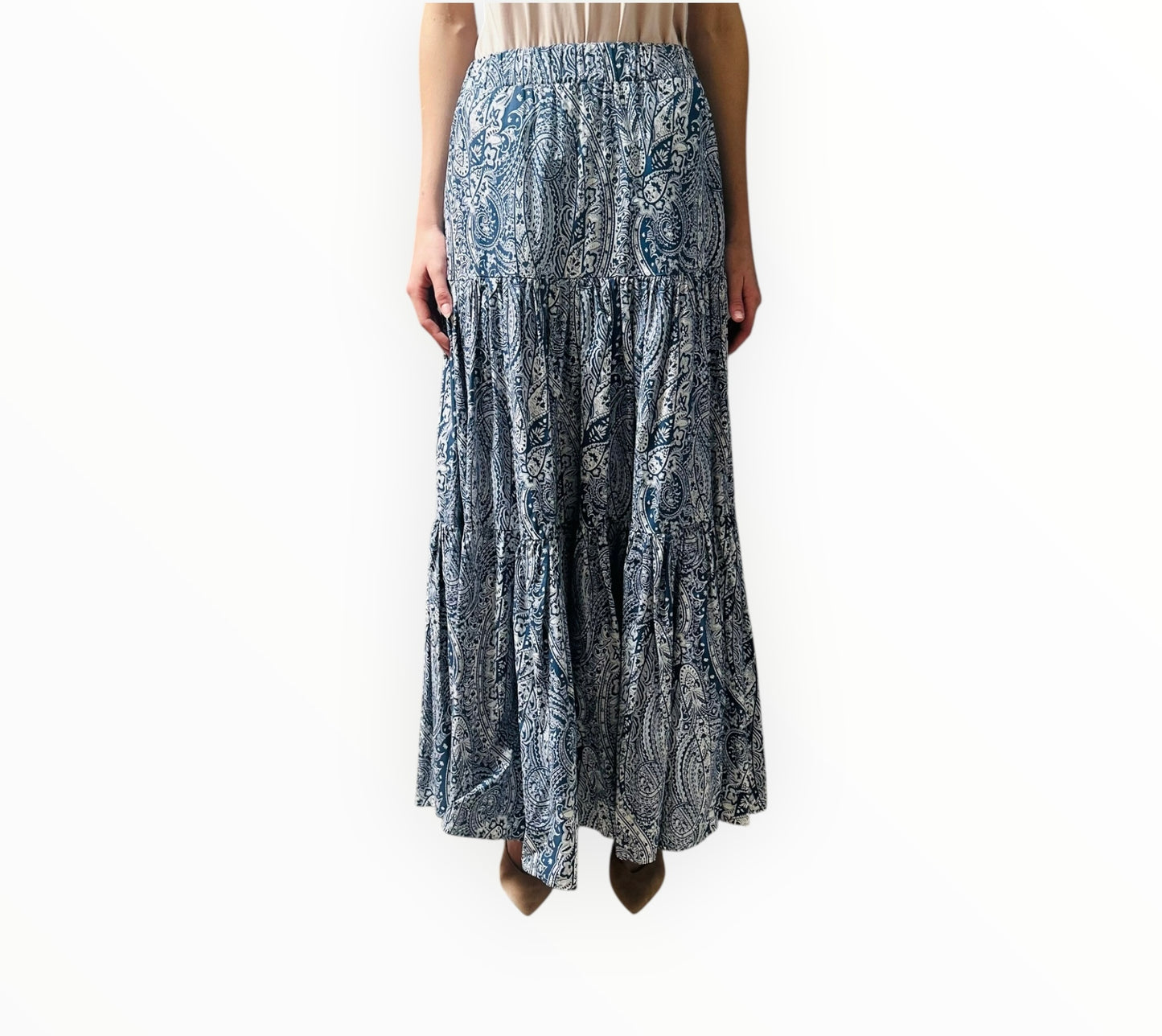 La DoubleJ Bandana Print Skirt - Blue/White - Size L