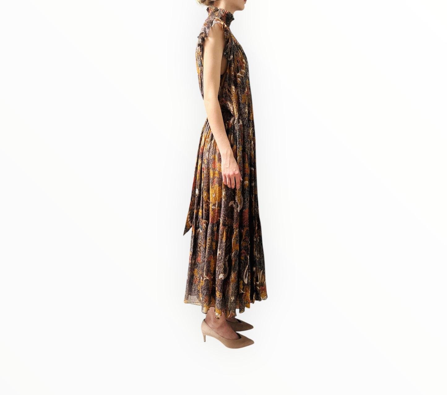 Ulla Johnson Paola Lurex Birds Paradise Midi Dress - Multi - Size AU14