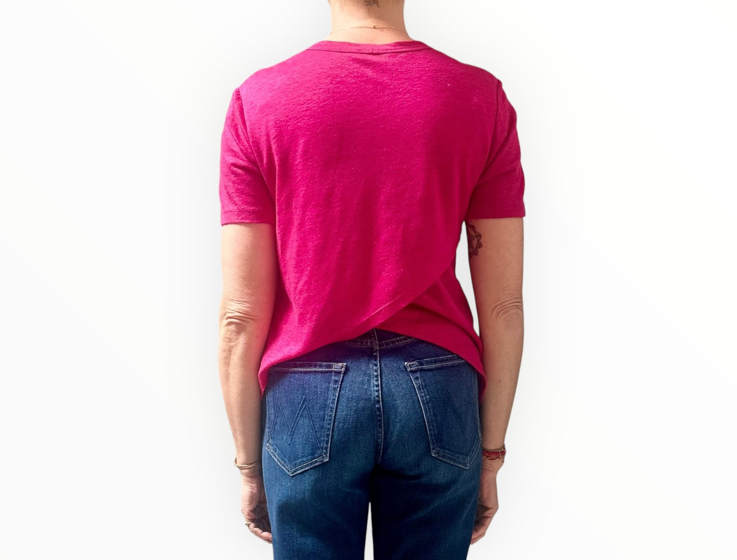 A.L.C Linen Crossback Tee - Fushia - Size S