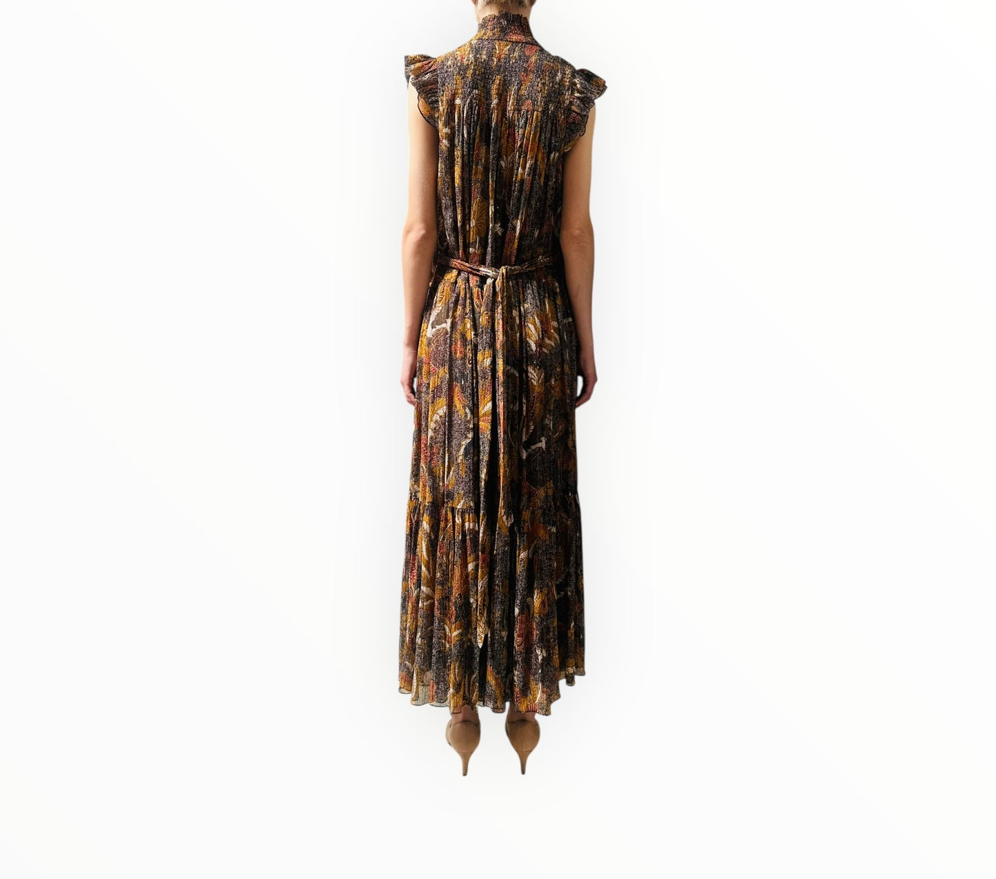 Ulla Johnson Paola Lurex Birds Paradise Midi Dress - Multi - Size AU14
