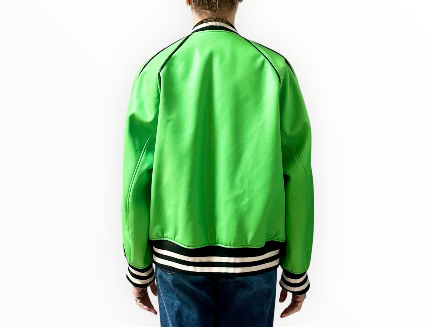 Stand Studio Eloise Faux Leather Bomber Jacket - Green - Size 34
