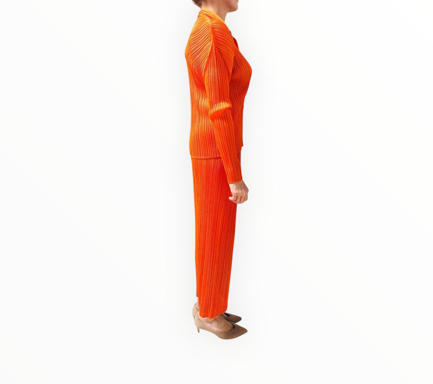 Issey Miyake Pleats Please Shirt and Skirt - Orange - Size 3